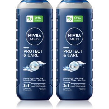 NIVEA MEN Hydrocare gel de dus pentru față, corp și păr ambalaj economic 2 x 500 ml - imagine 2